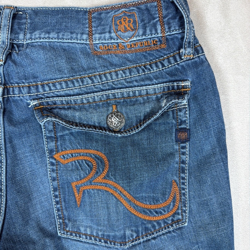 Rock & Republic Henlee Bootcut Jeans Men's 33x31.5 Distressed Denim Blue - Picture 14 of 16